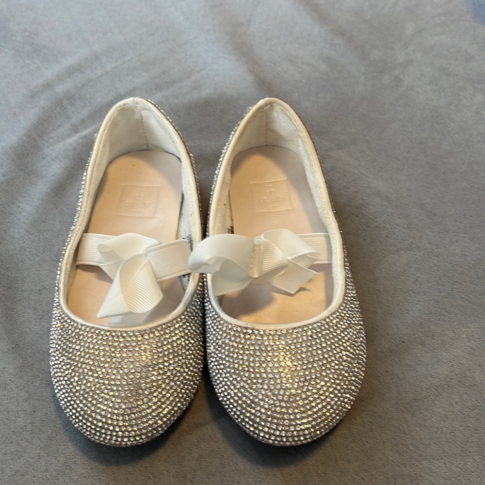 Silver sparkly flower girl shoes-worn one day